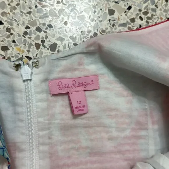 Lilly Pulitzer Thompson tassel dress pink blue watermelon 12 shell - Picture 4 of 9